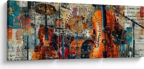 Tablou - Instrumente muzicale (cu ceas) (90x30 cm)