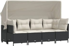 vidaXL Set mobilier de grădină cu perne, 5 piese, negru, poliratan