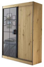 Dulap de haine 150 cm Oklahoma 2 (Stejar artisan + Negru). 1043174