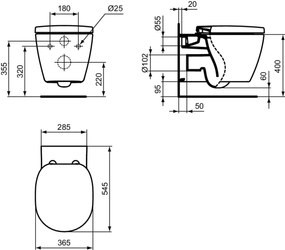 Vas wc suspendat Ideal Standard Connect AquaBlade alb lucios cu capac soft close inclus