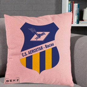 Perna Personalizata CS Aerostar Bacau Fotbal, 40x40 cm, Roz, Husa Detasabila, Perna Inclusa, BEKZ®