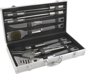 Set 11 ustensile de grătar cu servietă Cattara Alu Grey Line