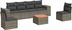 vidaXL Set canapele de grădină, 7 piese, cu perne, gri, poliratan