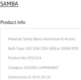 Plafoniera LED design minimal SAMBA neagra