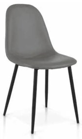 Scaun Meridith, structura metalica, piele ecologica - ALB