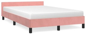 347566 vidaXL Cadru de pat cu tăblie, roz, 120x200 cm, catifea