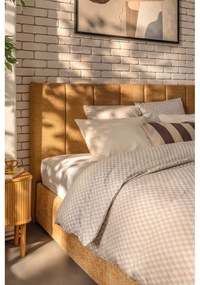 Pat matrimonial galben muștar tapițat cu spațiu de depozitare cu somieră 160x200 cm Thessa Bold Line – Bonami Selection