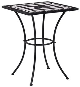 Set de bistro mozaic, 3 piese, negru  alb, placa ceramica Alb si negru, Patrat, 3