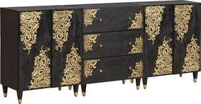 vidaXL Set dulap baie 3 pcs Negru 180 x 33 x 75 cm Lemn de mango solid