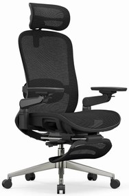SYNO-H-MF Scaun ergonomic, suport lombar cu Masaj, sezut translatabil, cotiere 6D, tetiera 2D, suport picioare, Mesh, Negru