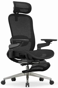 SYNO-H-MF Scaun ergonomic, suport lombar cu Masaj, sezut translatabil, cotiere 6D, tetiera 2D, suport picioare, Mesh, Negru