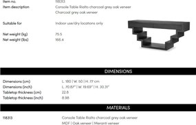 Consola LUX stil avangardist Rialto, gri carbune