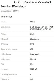 Spot LED Aplicat Directionabil Design Modern, Zeus 10w negru