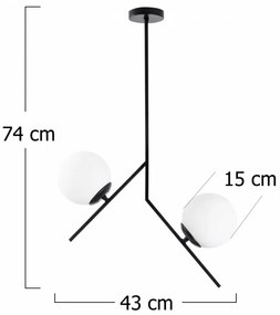Lustra 2 Brate Dolunay - 144-AV, Soclu E27, Max. 40W, Culoare Negru