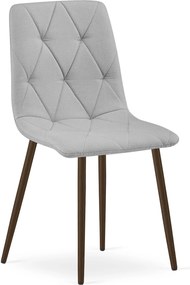 Scaun Bucatarie/Dining Fido Picioare Finisaj Lemn Culoare Nuc, Textil Gri Deschis