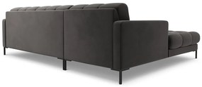 Colțar tapițat Bali, Gri închis/5 locuri/picioare negre/partea stângă/ L293 x l185 x h75
