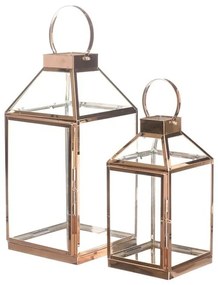 Set de lanterne metalice Thin, 2 bucăți, auriu