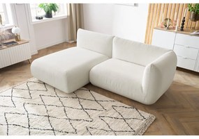 Colțar alb cu tapițerie din catifea reiată (cu colț pe partea stângă ) Lecomte – Bobochic Paris