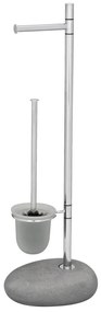 WENKO 19494100 - Perie WC PEBBLE STONE, 23,5 x 70 cm, crom lucios/gri/satinat