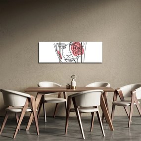 Tablou - Linie de artă față cu trandafir (cu ceas) (90x30 cm)