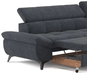 Canapea colțar extensibilă în L MARANO, dreapta, neagră