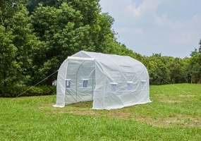 Outsunny Seră de Grădină 4x2x2 m Tip Tunel cu 6 Ferestre Respirabile și Ușă Rulabilă cu Fermoar Grădină pentru Cultivarea Plantelor Legume Alb | Aosom Romania