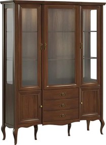 Vitrină lemn masiv nuc Alexandros IV, 160,5 × 48,1 × 207,5 cm