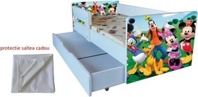 Pat Clubul lui mickey cu sertar 2-9 ani ,saltea si husa cadou