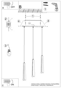 Lustră pe cablu Sollux SL.1402 PRYSM 3xG9/8W/230V negru