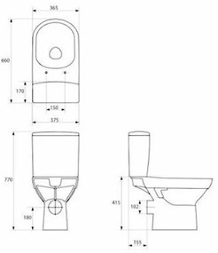 Set vas WC stativ Cersanit, City New, Rimless cu rezervor si capac Soft-Close inclus