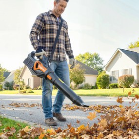 Outsunny Aspirator frunze 20V fără fir Suflantă de frunze cu 2x4.0Ah baterii &amp; încărcător Turbo-Boost viteză suflare 162,7 km/h | Aosom Romania
