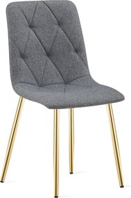 Scaun Bucatarie/Dining Fido ,Picioare Aurii, Textil Gri
