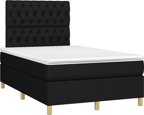 vidaXL Pat box spring cu saltea, negru, 120x190 cm, catifea