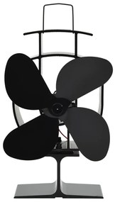 vidaXL Ventilator de sobă cu alimentare termică, 4 palete, negru