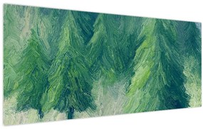 Tablou - Conifere pictate (120x50 cm)