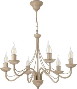 Lustră suspendată pe lanț ANTON 6xE14/60W/230V bej
