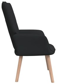 Scaun de relaxare cu taburet, negru, textil 1, Negru, Cu suport de picioare
