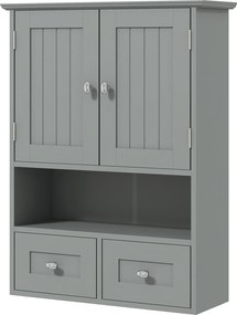 kleankin Dulap suspendat pentru baie, dulap de toaletă, cu uși, raft, 2 sertare, 50,8l x 17,8P x 66H cm, gri | Aosom Romania