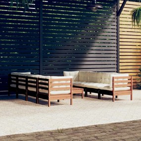 3096169 vidaXL Set mobilier de grădină cu perne, 9 piese, lemn masiv de pin