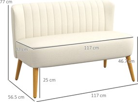 HOMCOM Canapea cu 2 Locuri din Material Textil fără Brațe, Canapea  cu Picioare din Lemn, 117x56,5x77 cm, Verde | Aosom Romania