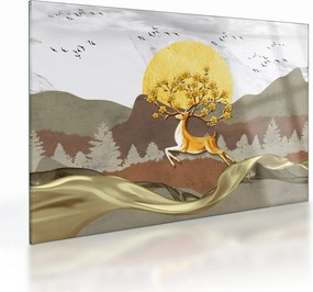 Tablou pe sticlă cu cerb (70x50 cm)