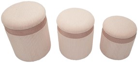 Mauro Ferretti Set De 3 Pufuri Cu Spatiu De  Depozitare, Roz, Cm Ø 40,5X49,5-35X42-31X36 | Aosom Romania