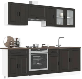 vidaXL Set dulap de bucătărie 8 piese „Porto” lemn negru prelucrat