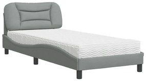 3208492 vidaXL Pat cu saltea, gri deschis, 80x200 cm, textil