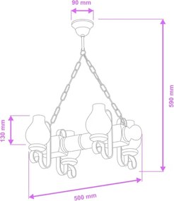 Lustră pe lanț Brilagi RUSTIC 4xE14/40W/230V fag/nuc