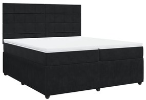 3292432 vidaXL Pat box spring cu saltea, negru, 200x200 cm, catifea