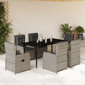 vidaXL Set mobilier de grădină cu perne, 7 piese gri deschis poliratan