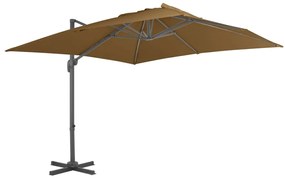 Umbrela suspendata cu stalp din aluminiu gri taupe 300x300 cm