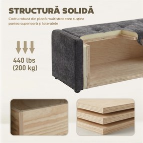 HOMCOM Pouf, taburet, suport pentru picioare, ladă depozitare, design modern | Aosom Romania