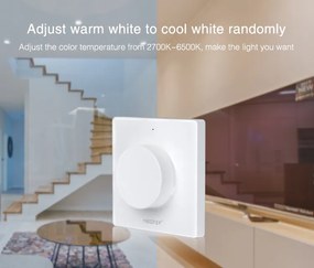 Variator de perete pentru banda LED, compatibil cu banda led monocolora si CCT, montaj aplicat, alb,MiBoxer Milight